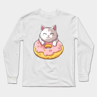 Cute cat with donut #2 Long Sleeve T-Shirt